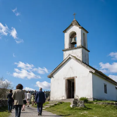 Countryside Church Bell Tower Under Blue Sky