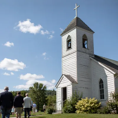White Church Bell Tower Under Blue Sky