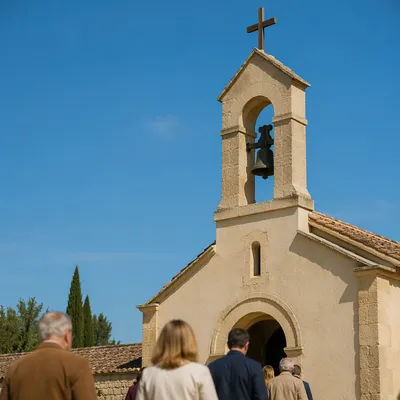 Country Chapel Bell Tower Under Blue Sky