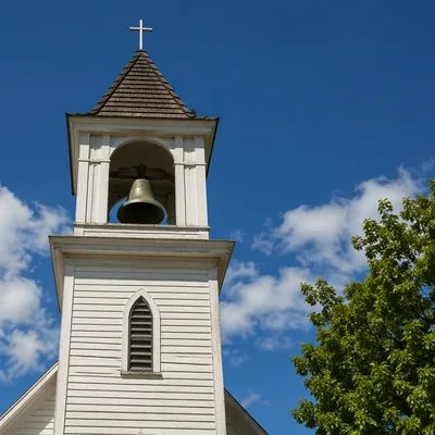 Wooden Church Bell Tower Under Blue Sky