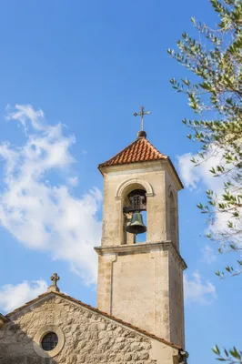 Countryside Church Bell Tower Under Blue Sky