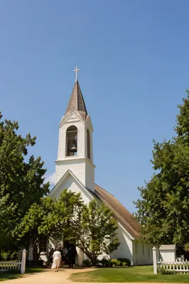 White Church Bell Tower Under Blue Sky