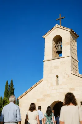Country Chapel Bell Tower Under Blue Sky