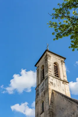 Peaceful Church Bell Tower Under Blue Sky