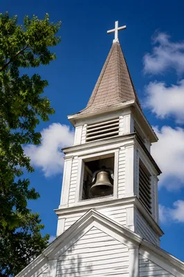 Wooden Church Bell Tower Under Blue Sky