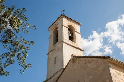 Countryside Church Bell Tower Under Blue Sky