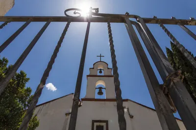 Church Bell Tower Beyond Iron Gate