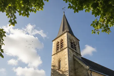 Countryside Church Bell Tower Under Blue Sky