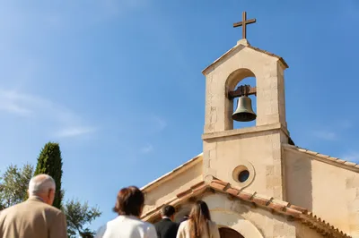 Country Chapel Bell Tower Under Blue Sky