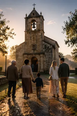 Village Church Bell Tower at Sunrise