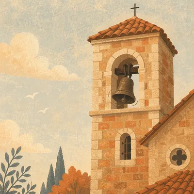 Sunday Morning Church Bell Tower Glow