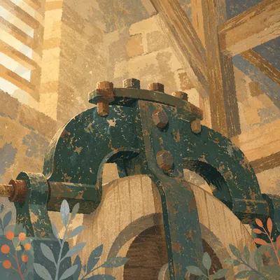 Sunday Morning Church Bell Tower Mechanism