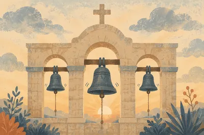 Historic Church Bell Tower at Sunrise