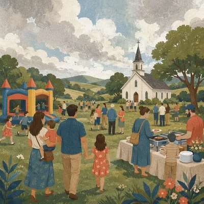 Welcoming Church Block Party on Green Lawn