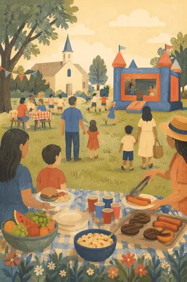 Church Block Party with Bounce House