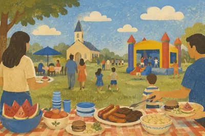 Sunny Church Block Party on the Lawn