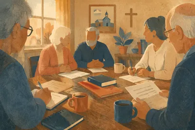 Church Elder Board Meeting Table Discussion