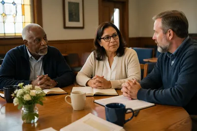 Three Community Leaders in Meeting Room