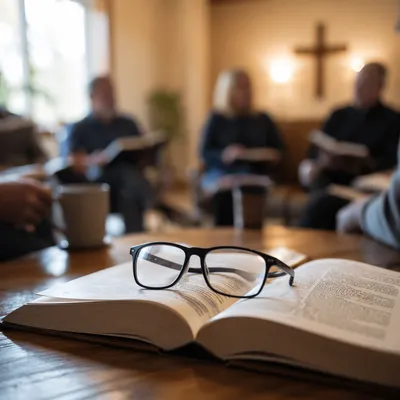 Church Book Club Reading Table Close-Up