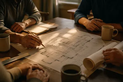 Church Building Committee Reviewing Renovation Blueprints