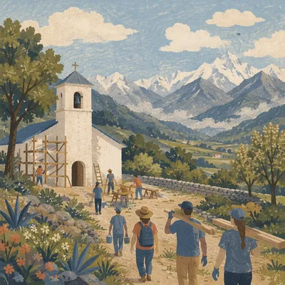 Overseas Volunteers Building Rural Chapel