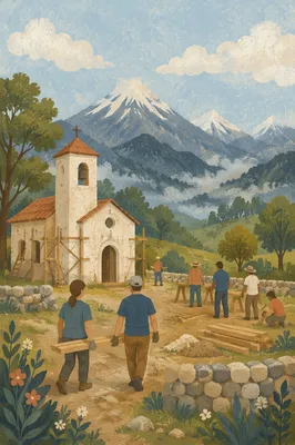 Overseas Volunteers Building Rural Church Chapel