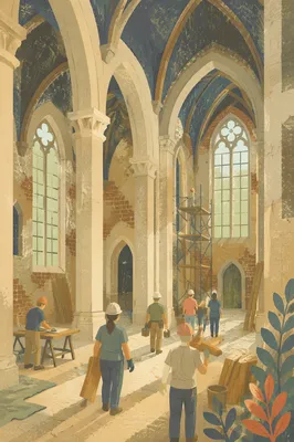 Overseas Volunteers Restoring Historic Church Interior