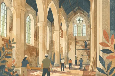Overseas Volunteers Restoring Historic Church Interior