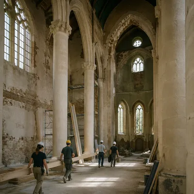 Overseas Volunteers Restoring Historic Church Interior