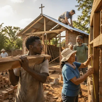 Overseas Volunteers Building Rural Community Church