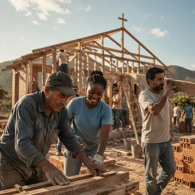 Volunteers Building Rural Community Church Together