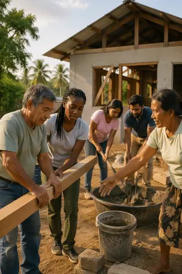 Volunteers Building Rural Village Chapel Together