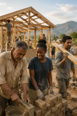 Volunteers Building Rural Community Church Together