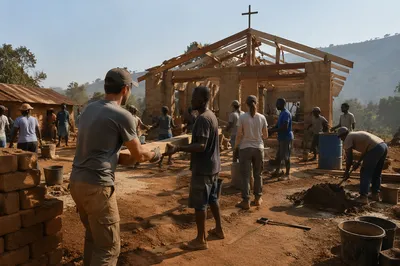 Overseas Volunteers Building Rural Community Church
