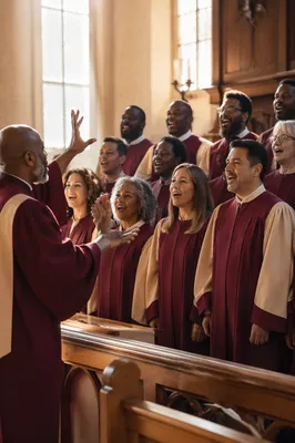 Joyful Gospel Choir Singing in Church