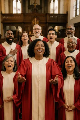 Joyful Gospel Choir Singing in Church