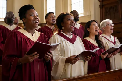 Joyful Gospel Choir Singing in Church