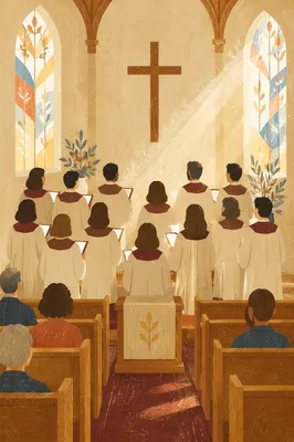 Church Choir Singing in Quiet Sanctuary