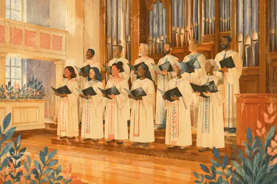 Traditional Church Choir in Ivory Robes
