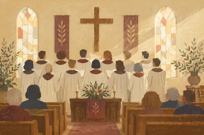 Church Choir Singing in Quiet Sanctuary