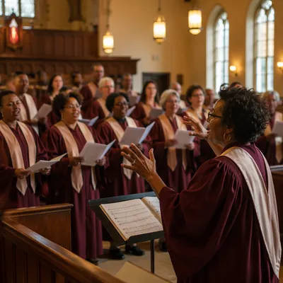 Church Choir Rehearsal in Warm Sanctuary