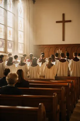 Church Choir Singing in Quiet Sanctuary