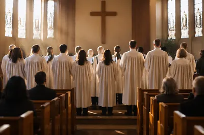 Church Choir Singing in Quiet Sanctuary