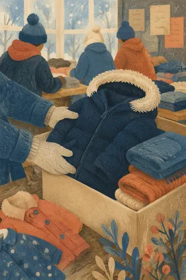 Church Winter Coat Drive Donation Scene