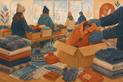 Church Winter Coat Drive Donation Table