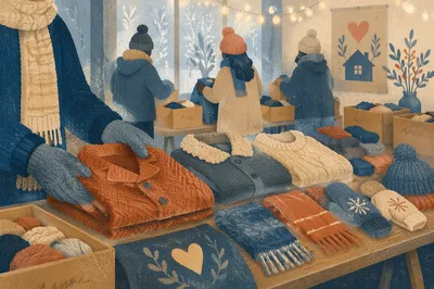 Church Winter Coat Drive in Community Hall