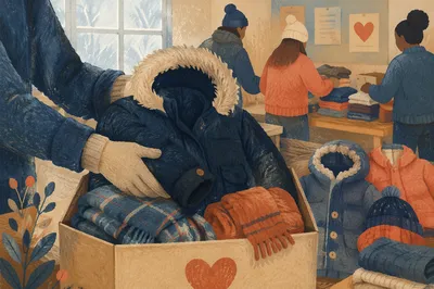 Church Winter Coat Drive Donation Scene