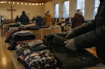 Church Winter Coat Drive in Community Hall