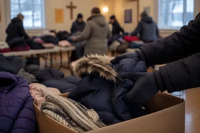 Church Winter Coat Drive Donation Scene