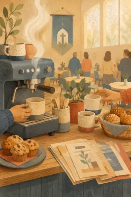 Warm Church Coffee Bar Fellowship Scene